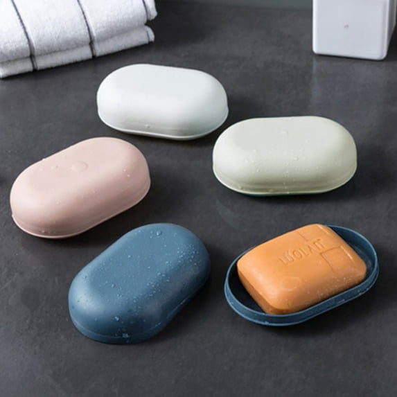Bar Soap Holder Dish for Shower, 4.33× 2.76 inch Plastic Soap Box, Portable Compact Soap Bar Case with Lid, Suitable for Gym, Camping, Hiking, Outdoor, Colored Durable Travel Size Toiletries, 1 Pc