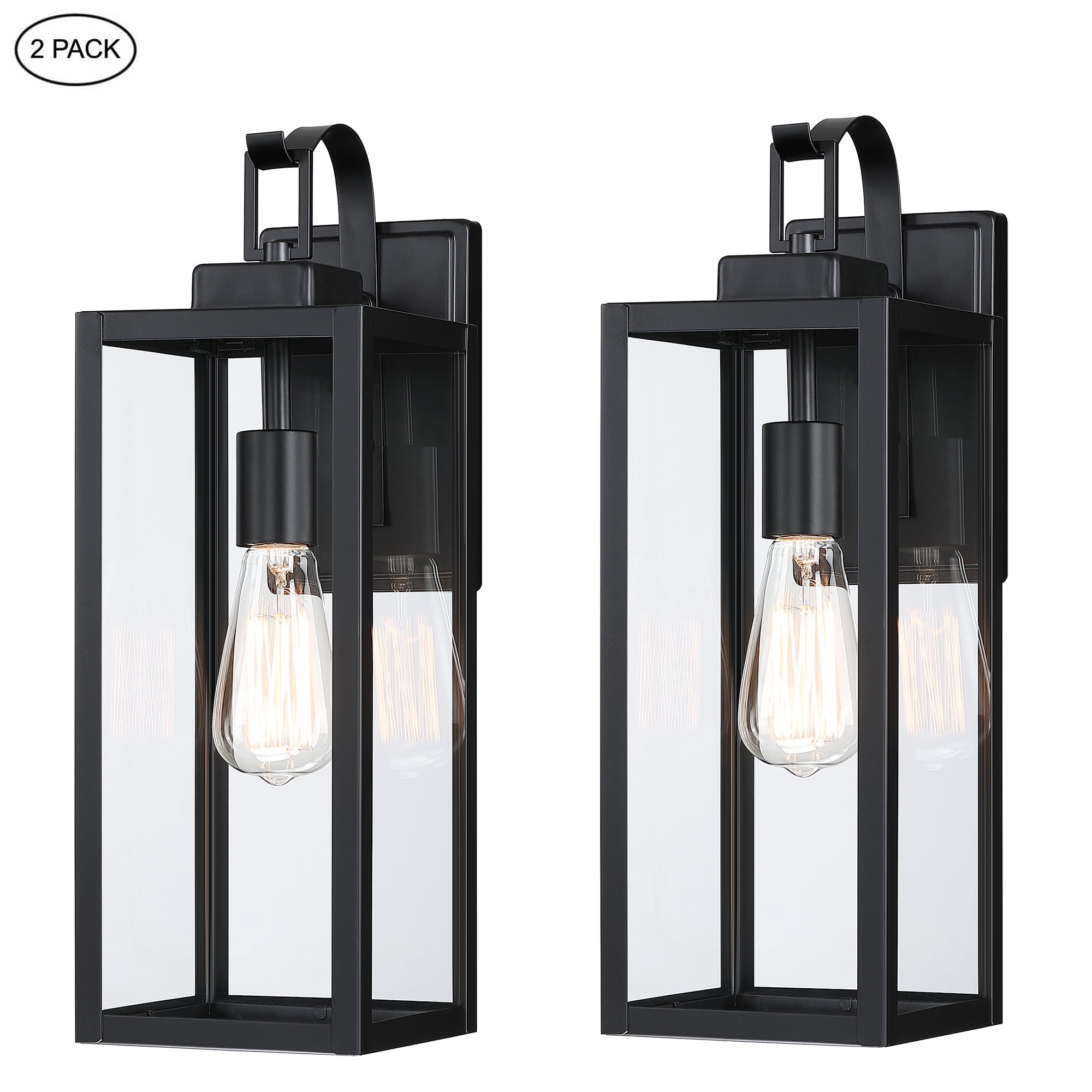 17.75 inch Modern Matte Black Outdoor Light Fixtures Wall Mount Outdoor Wall Lights with Clear