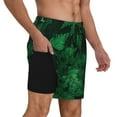 thumbnail image 3 of Balery Green Leave Fern Mens Swim Trunks Swim Shorts for Men Quick Dry Inseam Beach Shorts with Compression Liner Pocket-Small, 3 of 9