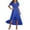 Blue, variant on Plus Size Swing Dresses for Womens 2026 Fashion Summer Wrap V-Neck Short-Sleeve Maxi Dress With High Slit Multiple Colors