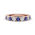 thumbnail image 2 of TriJewels 0.80 ctw Iolite and Lab Grown Diamond (3.00 mm) 9 Stone Wedding Band in 10K Rose Gold, 2 of 6