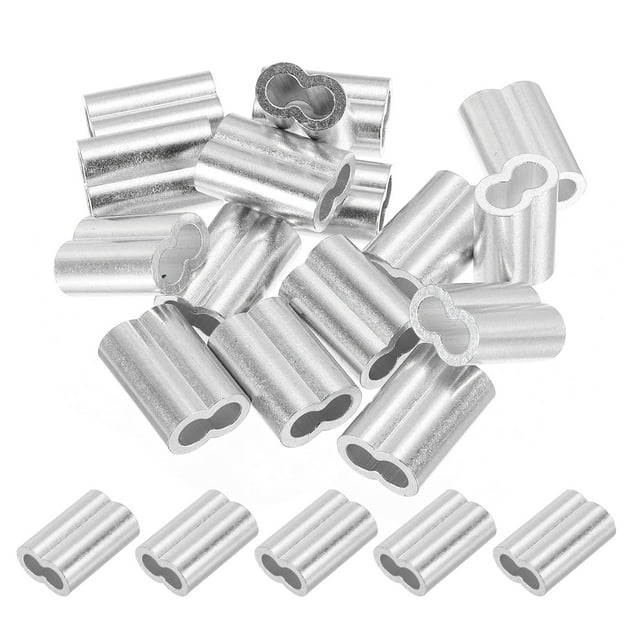 Unique Bargains 1/4' Aluminum Crimping Loop Sleeves, for Wire Rope Sleeves, Silver Tone 30 Pcs