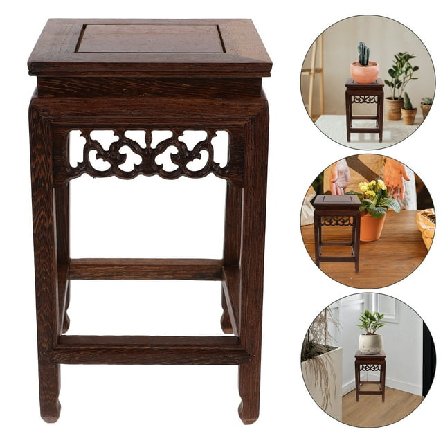 LOLIPPYY footrest small seat Wooden Bench Stool Dark Brown Storage Rack 1Pack for Homeowners Living Room
