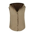 thumbnail image 4 of Hvyesh Women Fleece Vest with Hood,Womens Sleeveless Sherpa Jackets Warm Winter Gilet Coats Comfy Soft Waistcoat Khaki, 4 of 6