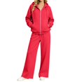 thumbnail image 2 of WULMLEO 2 Piece Sets Women Zip Up Hoodie Sweatshirts Pants Casual Tracksuit Outfit Set Red 4XL, 2 of 5