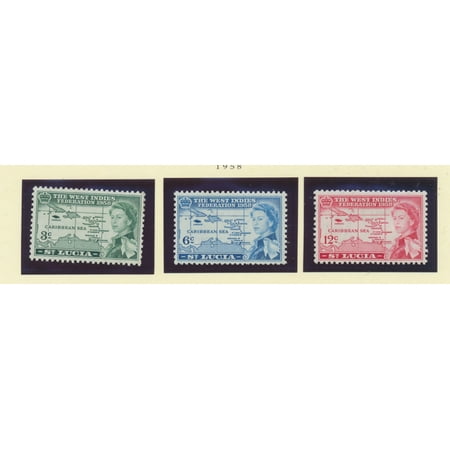 British Postage Stamps - St. Lucia Scott #170 To 172 - West Indies Federation, British Carribean Common Design Issue From 1958 - Collectible Postage Stamps