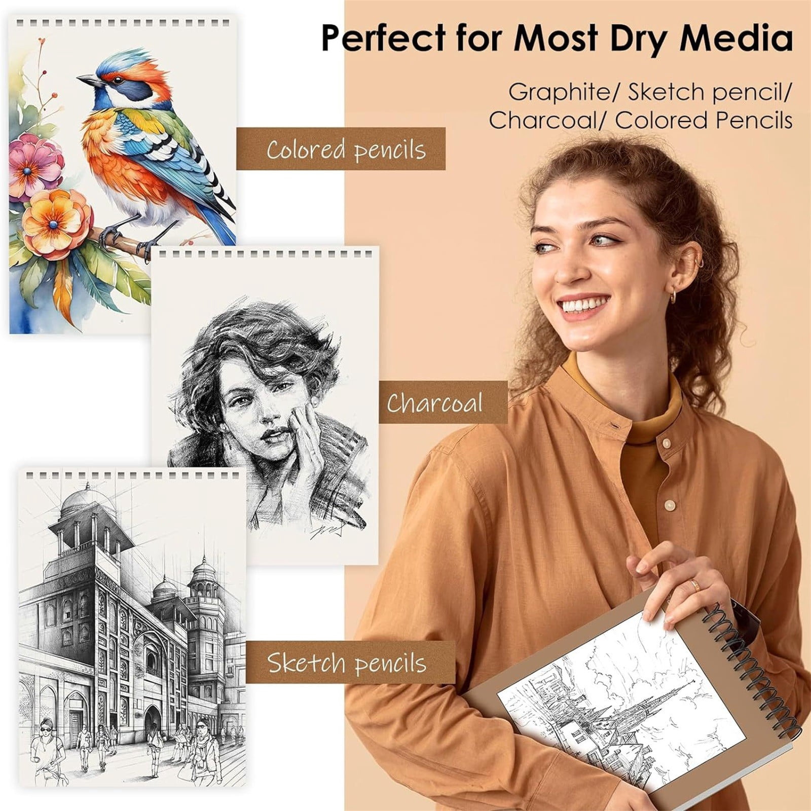 Clearance Office&Craft&Stationery under $20,9" X 12" Premium Sketch Book Set 1 Pack Bound Drawing Paper 100 Sheets (68lb/100gsm) Sketchbook Art Drawing Painting Sketching Pad Supplies For Chilre
