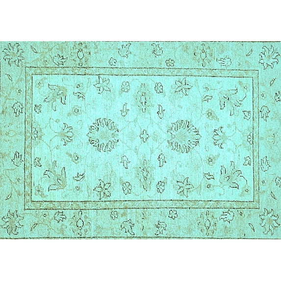 Ahgly Company Indoor Rectangle Oriental Light Blue Traditional Area Rugs, 5' x 8'