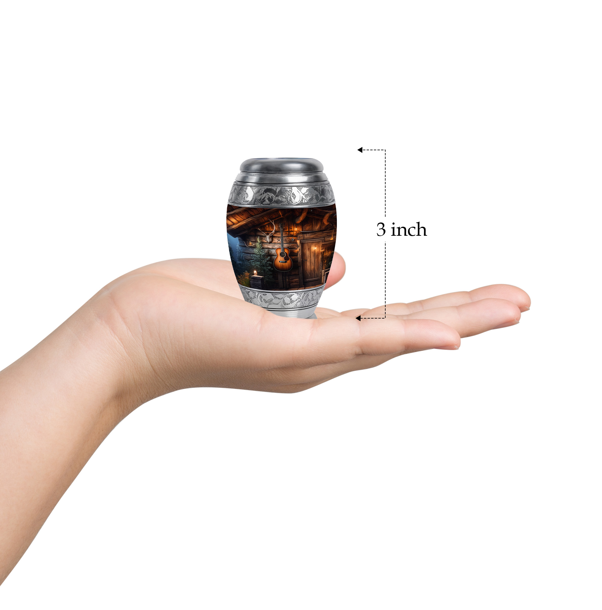 MUKTIVE Guitar Cremation Urns for Human Ashes Adult Male Keepsake - Brown Funeral Urns for Adult Ashes Small Men - Decorative Cremated Remains Containers Holder - Remembrance Gifts for Loss (3 Inch)