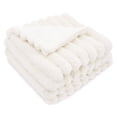 thumbnail image 2 of Regal Living Luxury Reversible Textured Stripe Faux Fur & Velvet Throw, White, 50" x 70", 2 of 8