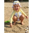 thumbnail image 5 of BemeyourBBs Toddler Baby Girl One Piece Swimsuit with Sun Hat Infant Girls Bathing Suit Long Sleeve Rash Guard Seashell Starfish/Fruit Print Zipper Swimwear and Sun Cap Summer Pool Beachwear, 5 of 9