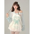 thumbnail image 4 of Summer Sweet Kawaii See Through T-shirts Women 2000s American Vintage Tees  Korean Printed Y2k Tops Subculture Oversize T Shirt, 4 of 27