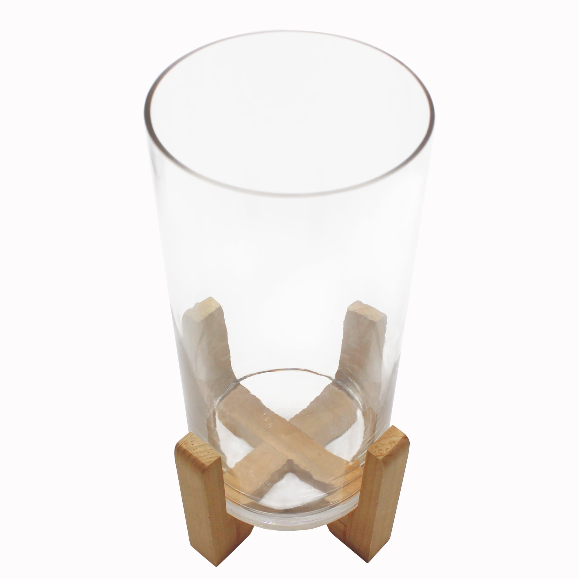 (2 pack) Better Homes & Gardens Glass Hurricane Candle Holder with Wood Stand, 11.5", Large