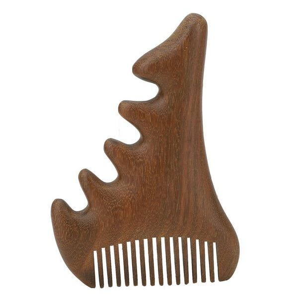 Peine de madera de sándalo con dientes anchos y gruesos, multifuncional, portátil, para masaje del cuero cabelludo.