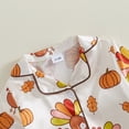 thumbnail image 6 of Cjfdfy Toddler Baby Girl Boy Thanksgivingsatin Pajamas Set Turkey Print Lapel Long Sleeve Fuzzy Trim Button Up Tops Elastic Pants Cute My First Thanksgiving Fall Winter Sleepwear 1-6Y ﻿, 6 of 9