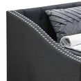 thumbnail image 4 of Daybed Sofa w Slats n Trundle Bed, Nailhead Trim, Charcoal Gray Fabric, 4 of 6