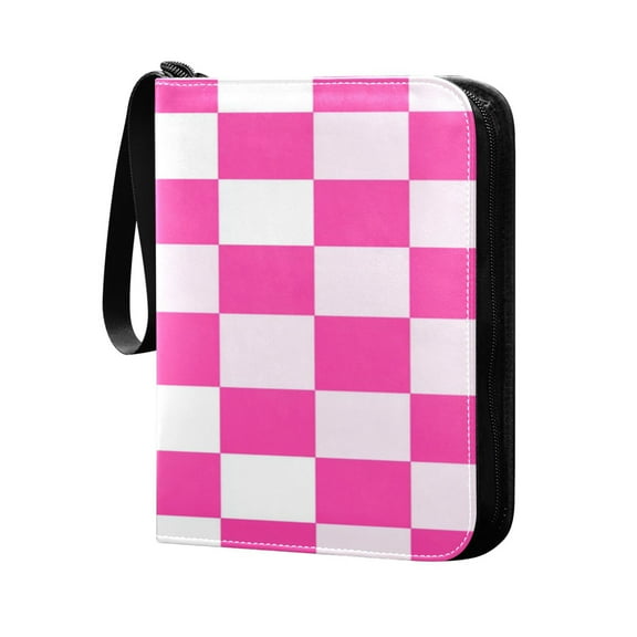 4 Pocket Card Binder with 50-page sleeve can hold 400 game cards Hot Pink Checkered Pattern
