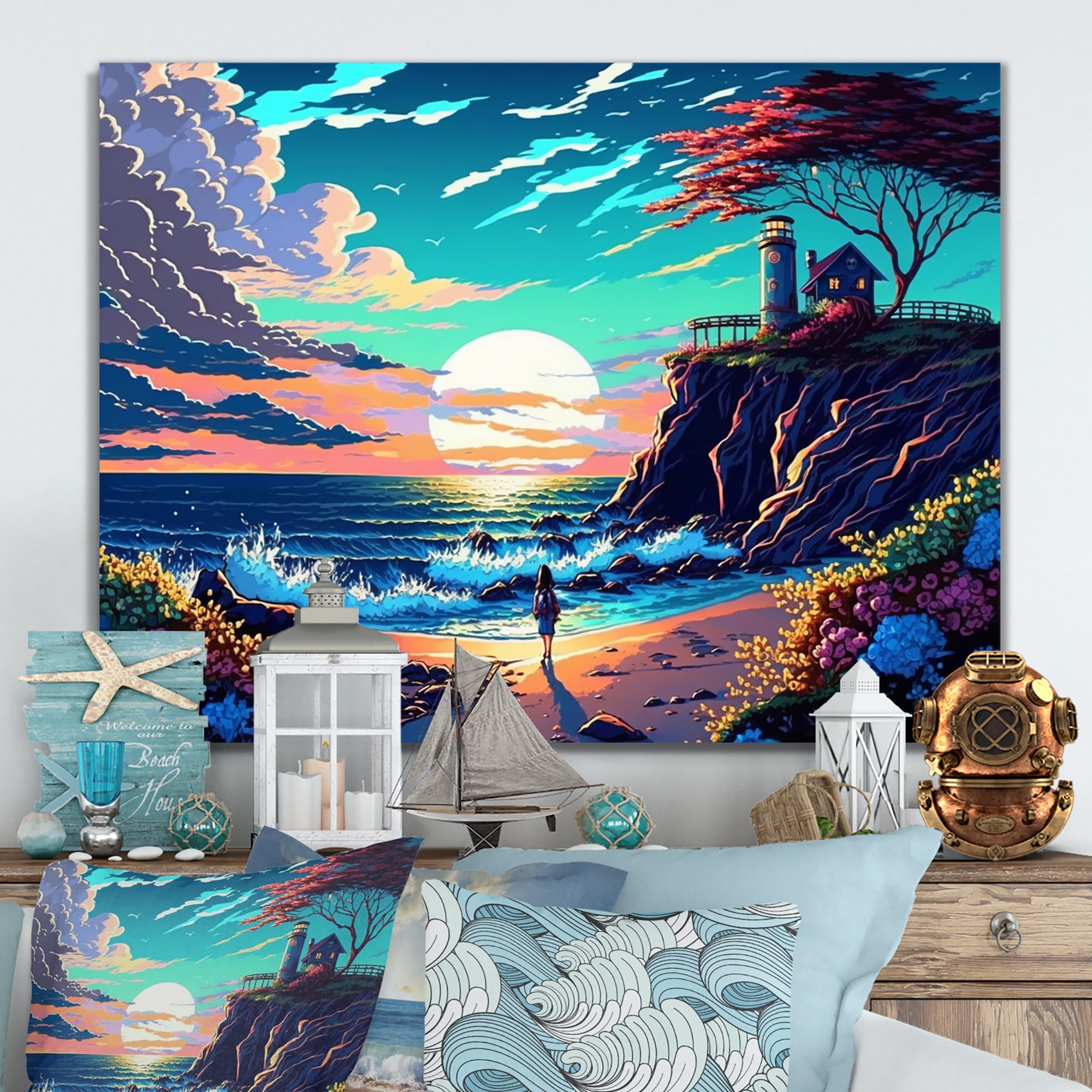 Designart Modern Sunset In Vector Style II Canvas Wall Art