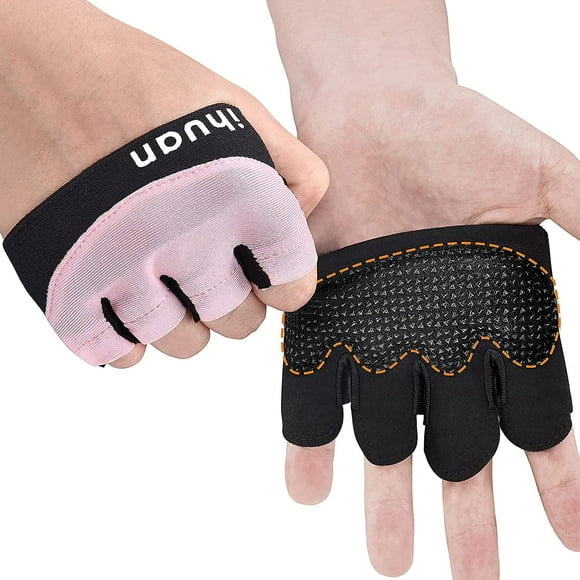 ihuan New Weight Lifting Gym Workout Gloves Men & Women, Partial Glove Just for The Calluses Spots, Great for Weightlifting, Exercise, Training, Fitness (Pink, M)