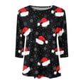 thumbnail image 4 of Ichuanyi liquidación de la moda femenina de la moda holgada 3/4 mangas blusa redonda de cuello redondo ICHUANYI WER202308212161, 4 of 4