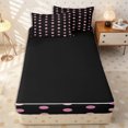 thumbnail image 4 of Erosebridal Dark Contrast Dot Grid Zipper Full Size Comforter Sets with Fitted Sheet and 2 Pillowcases,Pastel Pink Large Circle Zipper Bedding Set,Hot Pink Black,4pcs,Black Reversible, 4 of 6