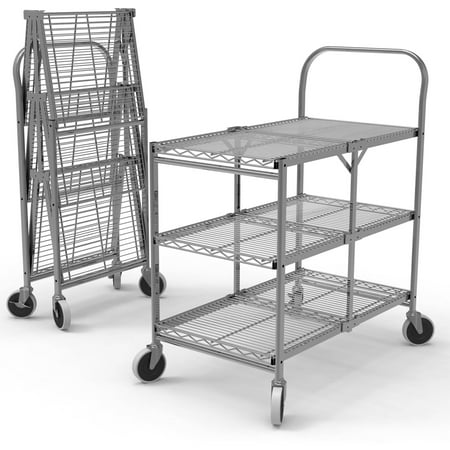 Luxor 3-Shelf Collapsible Wire Utility Cart - Walmart.com