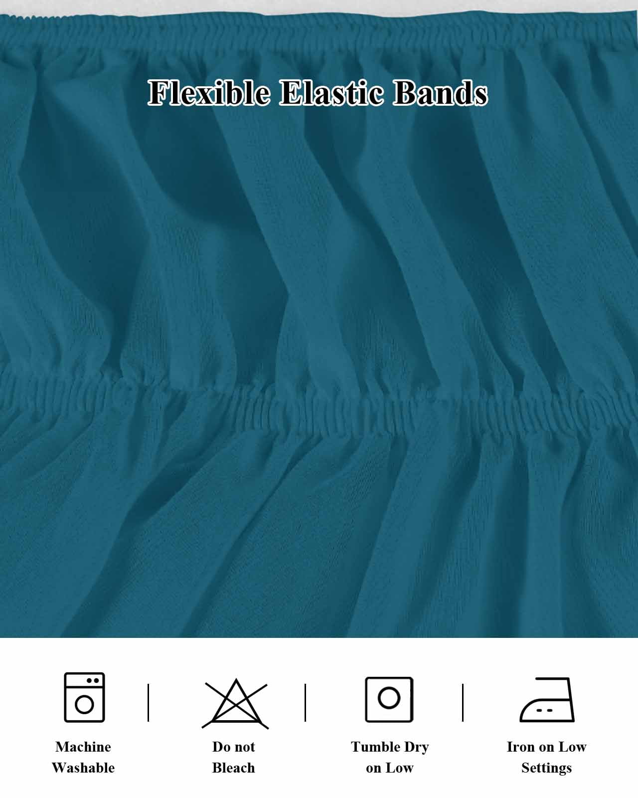 Solid Dark Bed Skirt Queen Size 16" Drop Teal Ruffled Wrap Around Bed Skirts Adjustable Elastic Bedskirt Dust Ruffle for Queen Size Bed