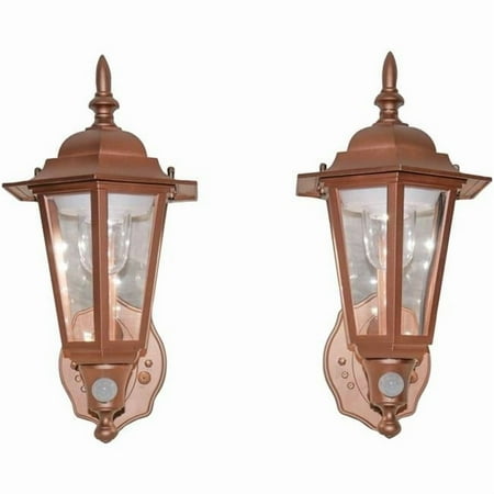 Maxsa Innovations 46719-2PACK Battery-Powered Motion-Activated Plastic LED Wall Sconce, Bronze - Pack of 2
