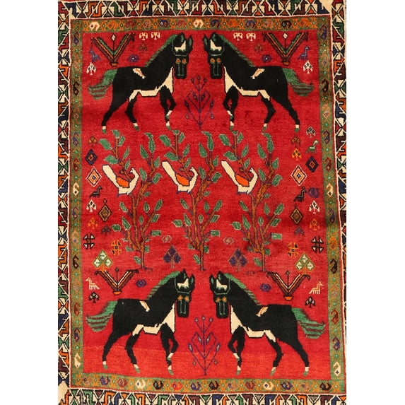 Ahgly Company Machine Washable Indoor Rectangle Traditional Red Brown Area Rugs, 3' x 5'