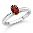 thumbnail image 2 of Gem Stone King 10K 2 Tone Gold Red Garnet Ring for Women (0.57 Cttw, Gemstone January Birthstone, Oval 6X4MM, Available in Size 5, 6, 7, 8, 9), 2 of 4