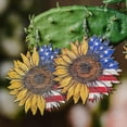 thumbnail image 3 of BNNG USA American Flag Earrings Dangle Interesting Drop And Sunflowers Shape Boho Earrings For Women Patriotic 4th Of July Independence Day Gift Star Stripes Wooden Vintage Earrings, 3 of 4