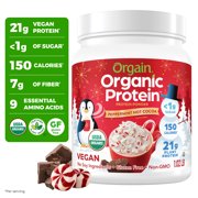 Orgain Organic Vegan 21g Protein Powder, Plant Based Shake Drink, Peppermint Hot Cocoa 1.02lb