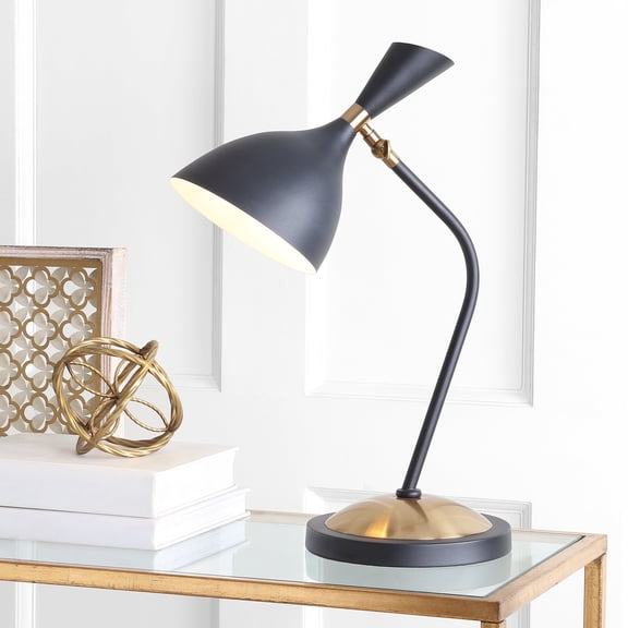 JONATHAN Y Albert 21.5" Iron Retro Mid-Century LED Table Lamp, Black/Gold, JYL9065A