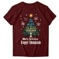 thumbnail image 3 of Jinhomg Womens Chanukah T-Shirt Cute Happy Hanukkah Graphic Tees Lightweight Comfy Short Sleeve Round Neck Tops Jewish Celebration Clothes Lighten Wine XXL, 3 of 4