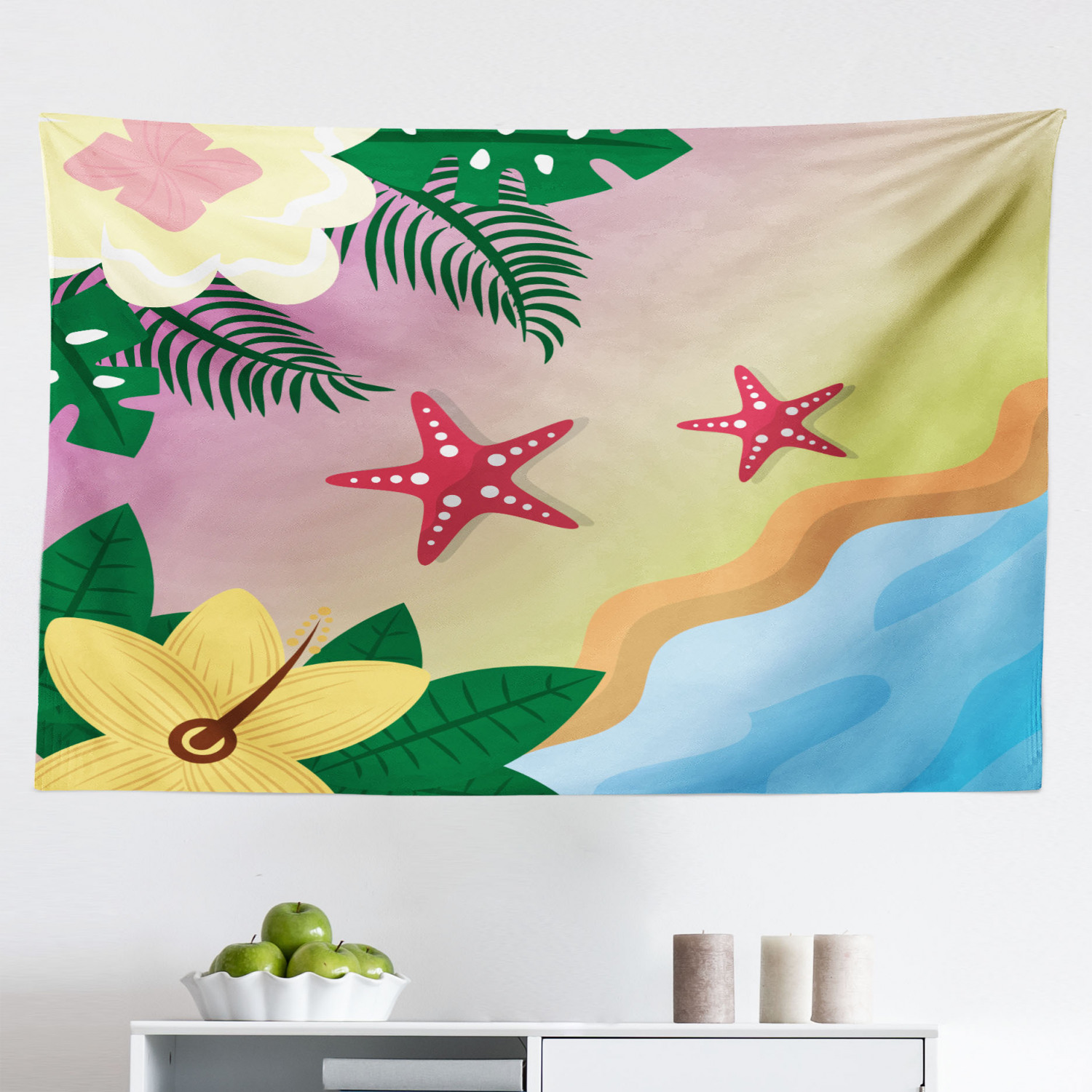 Tapis Mural (Tapestry) Décoratif Paysage Côtier - Coton 100%, 42x35 Pouces - Neuf USA