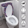 thumbnail image 3 of HELLHERO Footprint Lid Cover Set for Toilet & 2-Piece Round Toilet Lid Dust Cover & Elastic Edge for Hotel Home, 3 of 8