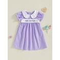 thumbnail image 3 of Lairauiy Kids Girls Summer Plaid Dress Letter Embroidery Short Sleeve A-Line Dress for Toddler Cute Clothes, 3 of 9