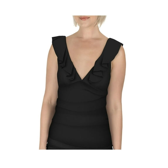 Carole Hochman Swimwear Women's Ruffle Plunge Tankini Swimsuit Top 10 12 14