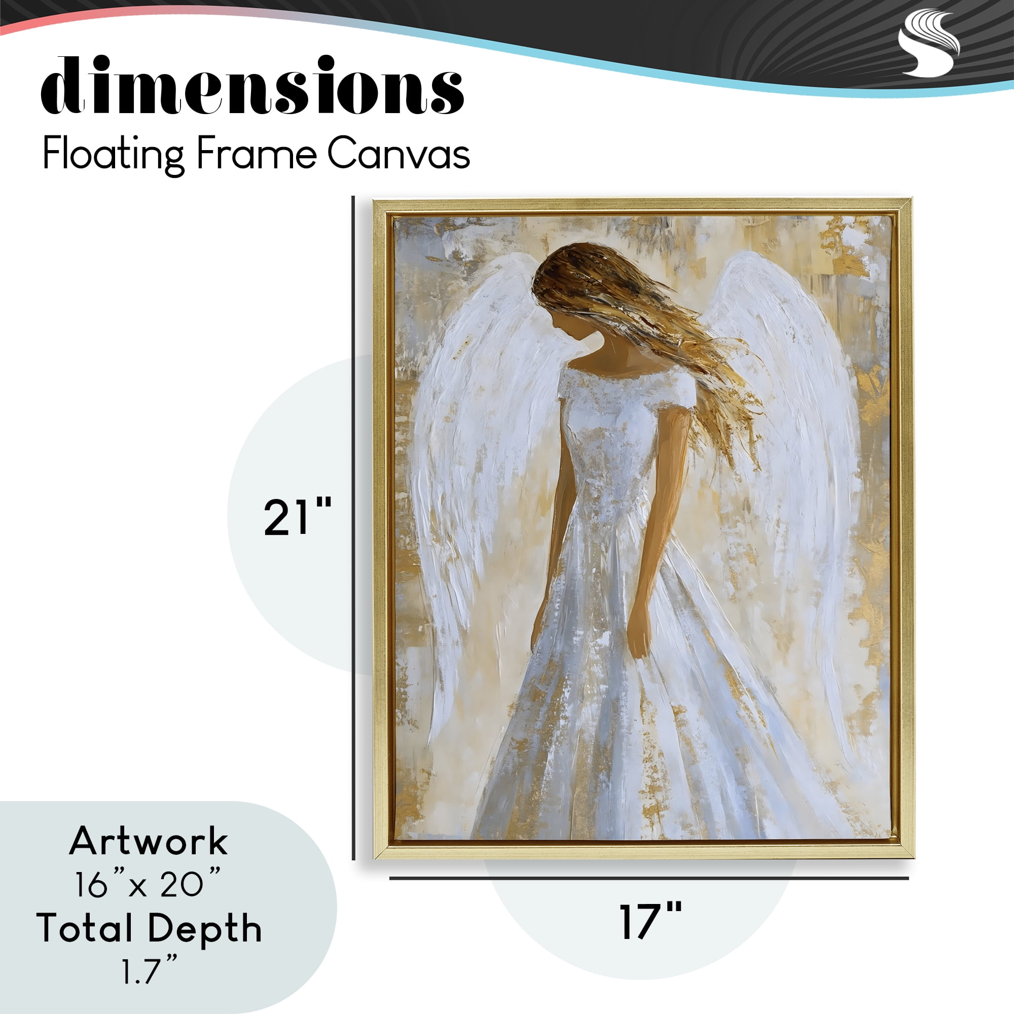 Holy Angel In White Gold Framed Floater Canvas Wall Art, design by Franklyn Gregory