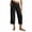 Black, variant on Womens Foldover Waist Straight Capri Pants Adjustable Front Drawstring Side Inseam Pockets Summer Beach Resort Daily Casual Wear Trousers