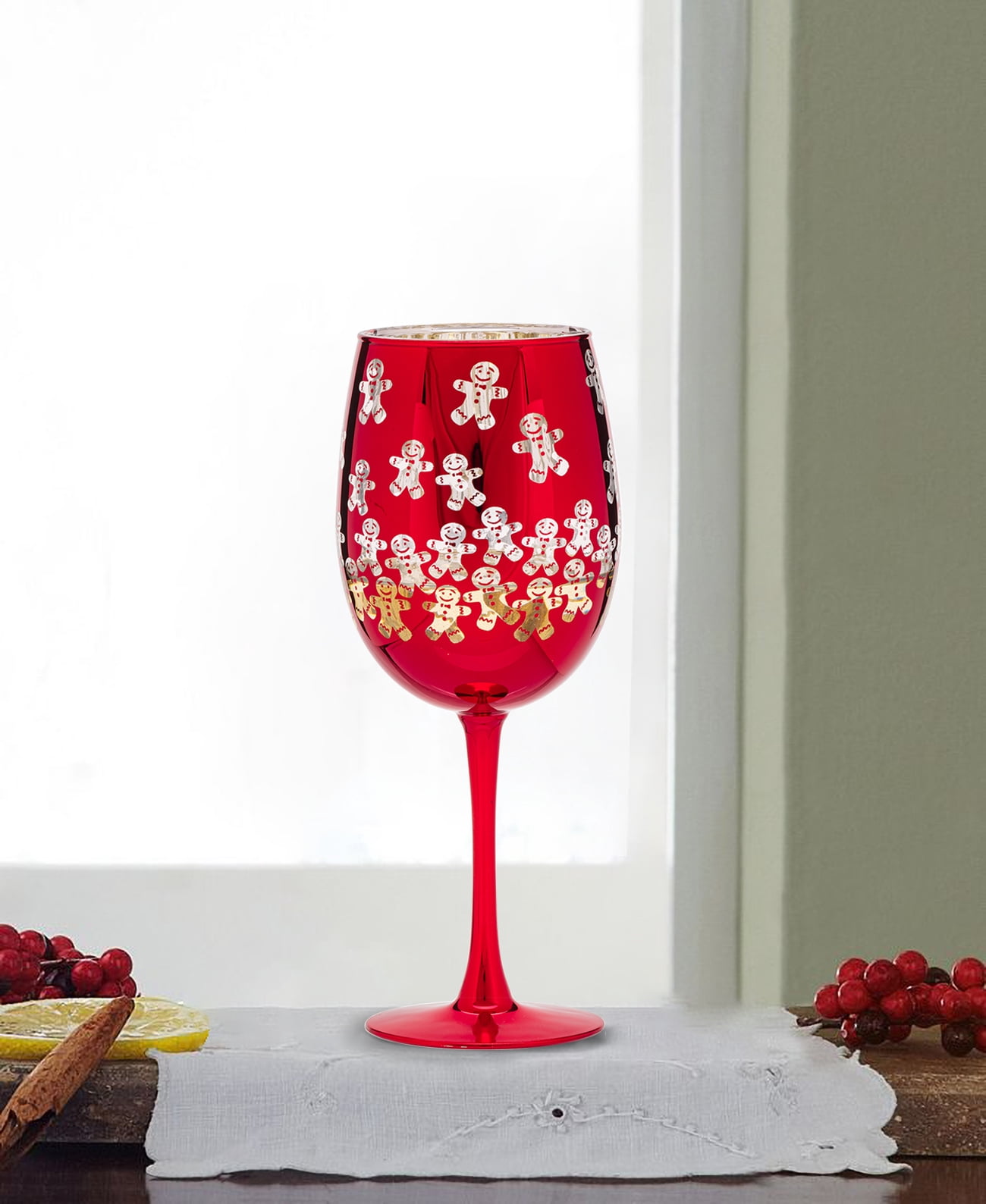 Gingerbread Man Wine Glass 15.5 OZ Holiday Time