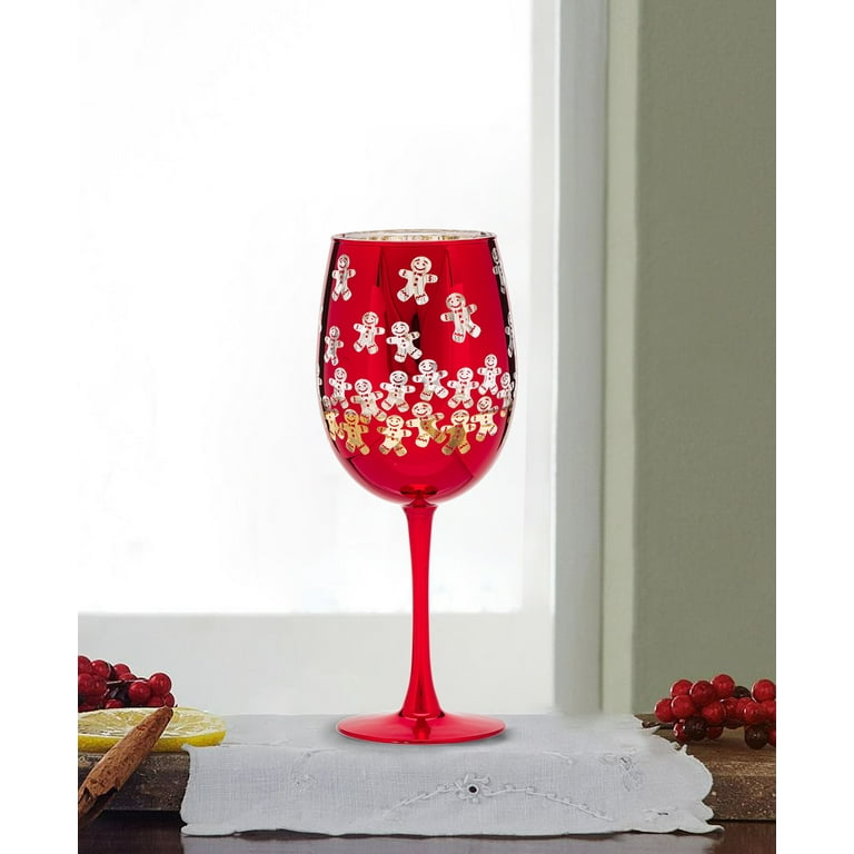 Gingerbread Man Wine Glass 15.5 OZ Holiday Time