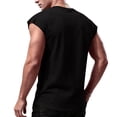 thumbnail image 3 of Mens Sleeveless Shirts Cotton Workout Tank Tops Cut Off Shirts Gym Muscle Loose Fit Tee Black XL, 3 of 4