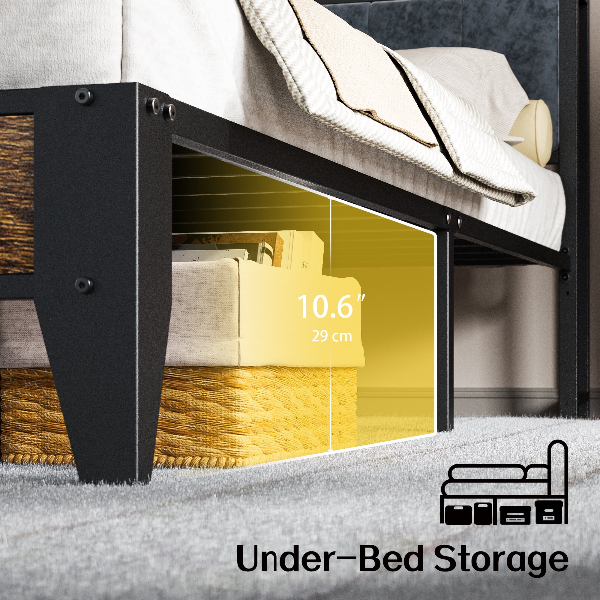 Dayago Full Size Metal Platform Bed Frame with USB Port, Noise-Free and Durable Design, No Box Spring Needed