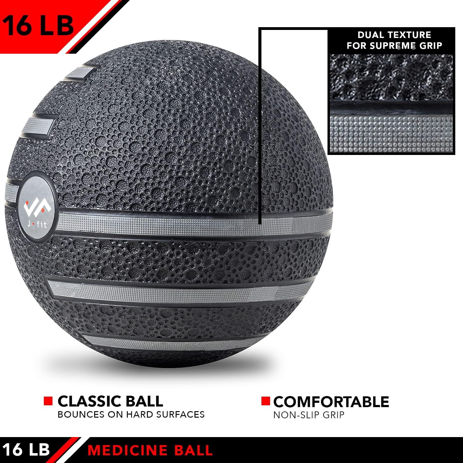 JFIT Medicine Exercise Ball with Dual Texture