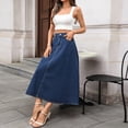 thumbnail image 5 of HBGVBA Women Casual Denim Skirts,High Waist A Line Long Skirt Loose Style with Buttons and Pockets for Daily Wear, 5 of 5