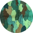 thumbnail image 1 of Ahgly Company Indoor Round Abstract Turquoise Blue Modern Area Rugs, 3' Round, 1 of 4