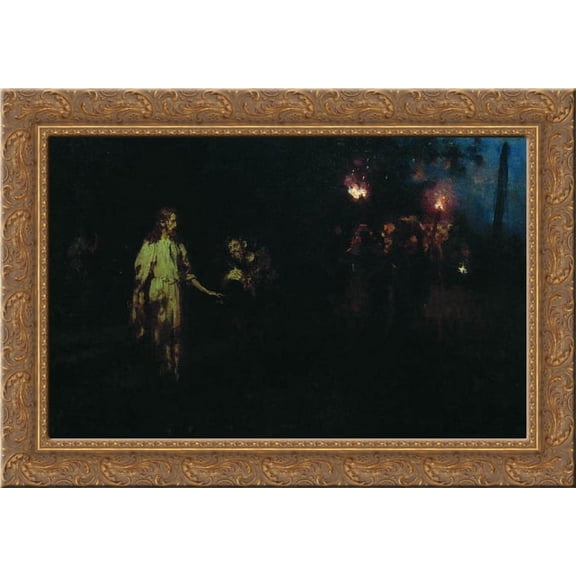 Jesus Christ in the Garden of Gethsemane 24x19 Gold Ornate Wood Framed Canvas Art by Repin, Ilya