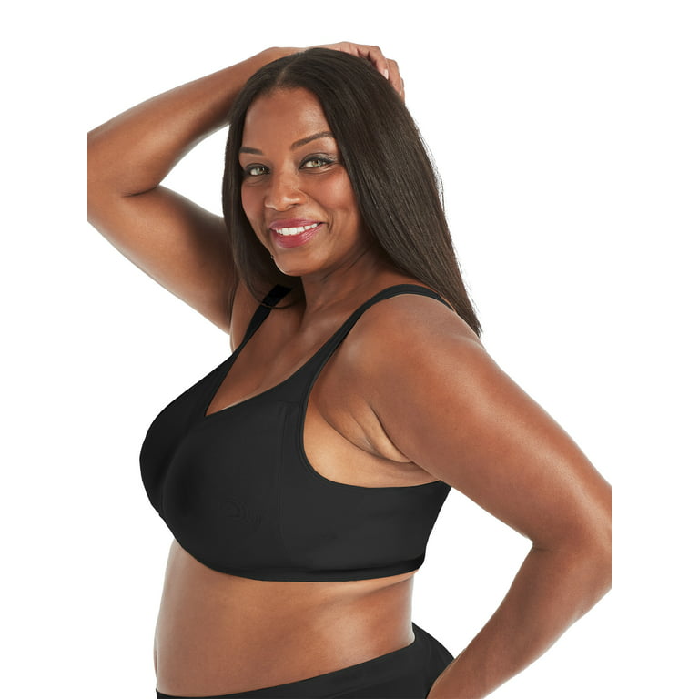 PLAYTEX Women's Plus Size 18 Hour Front-Close Wireless Bra with Flex Back  4695-38 D, Black at  Women's Clothing store: Bras