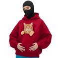 thumbnail image 2 of larppty Unisex Cat Pouch Hoodie Half Zipper Double Hooded Sweatshirt Pet Cat Dog Holder Carrier Sweatshirt (Red, XXL), 2 of 4